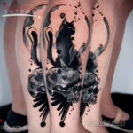 Рисунок татуировки с черной кошкой - фото - tatufoto.com 5