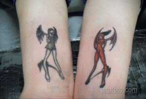 Фото ангел тату на предплечье 25.10.2020 №014 -forearm tattoo- tatufoto.com