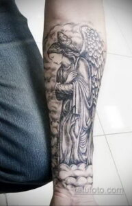 Фото ангел тату на предплечье 25.10.2020 №015 -forearm tattoo- tatufoto.com