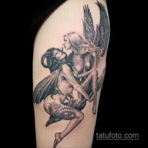 Фото ангел тату на предплечье 25.10.2020 №018 -forearm tattoo- tatufoto.com