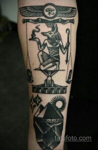 Фото анубис тату на предплечье 25.10.2020 №001 -forearm tattoo- tatufoto.com