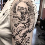 Фото тату с оборотнем 14.10.2020 №005 -werewolf tattoo- tatufoto.com