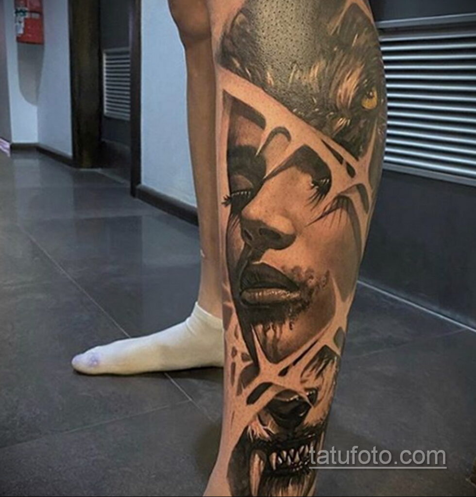 Фото тату с оборотнем 14.10.2020 №064 -werewolf tattoo- tatufoto.com