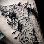 Фото тату с оборотнем 14.10.2020 №069 -werewolf tattoo- tatufoto.com