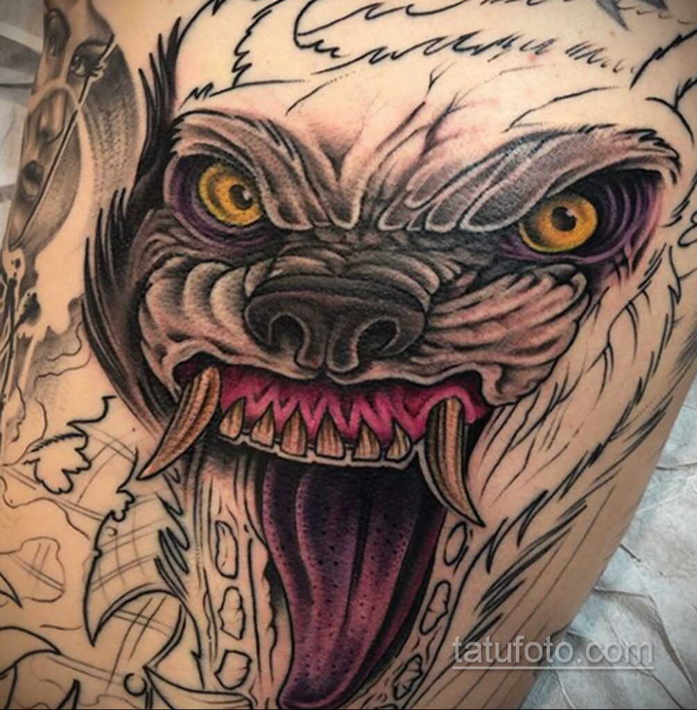 Фото тату с оборотнем 14.10.2020 №079 -werewolf tattoo- tatufoto.com