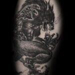 Фото тату с оборотнем 14.10.2020 №085 -werewolf tattoo- tatufoto.com