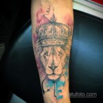 татуировка льва на предплечье 25.10.2020 №030 -forearm tattoo- tatufoto.com