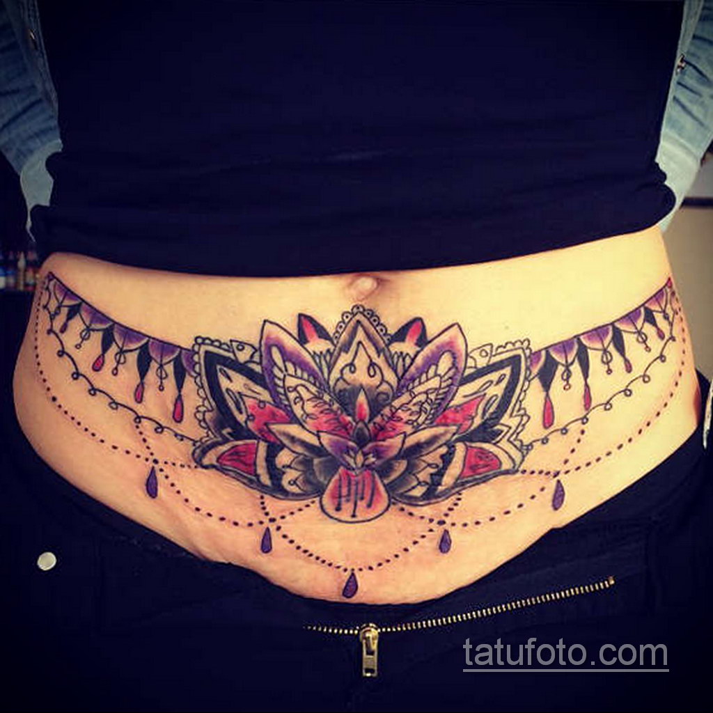 Фото женской тату на животе 16.11.2020 № 181 -Female tattoo on her stomach-...