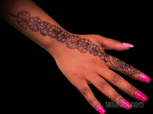 Пример рисунка тату хной на руке 28.11.2020 №285 -henna tattoo- tatufoto.com