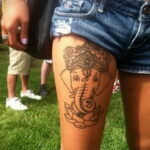 Рисунок женской тату со слоном 30.11.2020 №048 -Female elephant tattoo- tatufoto.com
