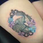 Рисунок женской тату со слоном 30.11.2020 №088 -Female elephant tattoo- tatufoto.com