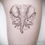 Рисунок тату слон- вариант 30.11.2020 №018 -elephant tattoo- tatufoto.com