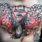 Рисунок тату слон на груди 30.11.2020 №001 -elephant tattoo on chest- tatufoto.com