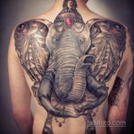 Рисунок тату слон на спине 30.11.2020 №006 -elephant tattoo on back- tatufoto.com