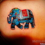 Рисунок тату слон на спине 30.11.2020 №009 -elephant tattoo on back- tatufoto.com