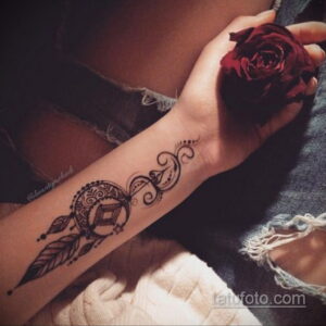 Рисунок тату хной для девушки 28.11.2020 №002 -henna tattoo for girl- tatufoto.com