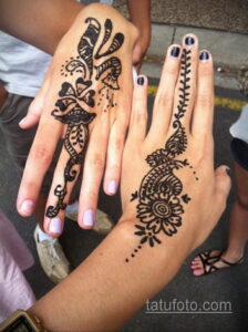 Рисунок тату хной для девушки 28.11.2020 №063 -henna tattoo for girl- tatufoto.com