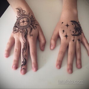 Рисунок тату хной для девушки 28.11.2020 №092 -henna tattoo for girl- tatufoto.com
