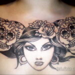 Фото женской тату возле груди 16.11.2020 №088 -female chest tattoo- tatufoto.com