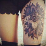 Фото женской тату на бедре 16.11.2020 №031 -beautiful female thigh tattoos- tatufoto.com