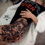 Фото женской тату на бедре 16.11.2020 №089 -beautiful female thigh tattoos- tatufoto.com