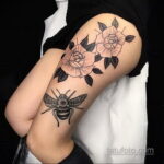 Фото женской тату на бедре 16.11.2020 №205 -beautiful female thigh tattoos- tatufoto.com