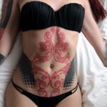 Фото женской тату на животе 16.11.2020 №096 -Female tattoo on her stomach- tatufoto.com