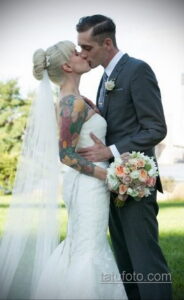 Фото невесты с татуировками 10.11.2020 №039 -bride with tattoo- tatufoto.com