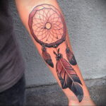 Фото рисунка тату с ловцом снов 22.11.2020 №295 -Dreamcatcher tattoo- tatufoto.com