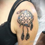 Фото рисунка тату с ловцом снов 22.11.2020 №536 -Dreamcatcher tattoo- tatufoto.com