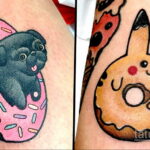 Фото татуировки с пончиком 22.11.2020 №048 -donut tattoo- tatufoto.com