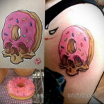 Фото татуировки с пончиком 22.11.2020 №089 -donut tattoo- tatufoto.com