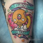 Фото татуировки с пончиком 22.11.2020 №134 -donut tattoo- tatufoto.com