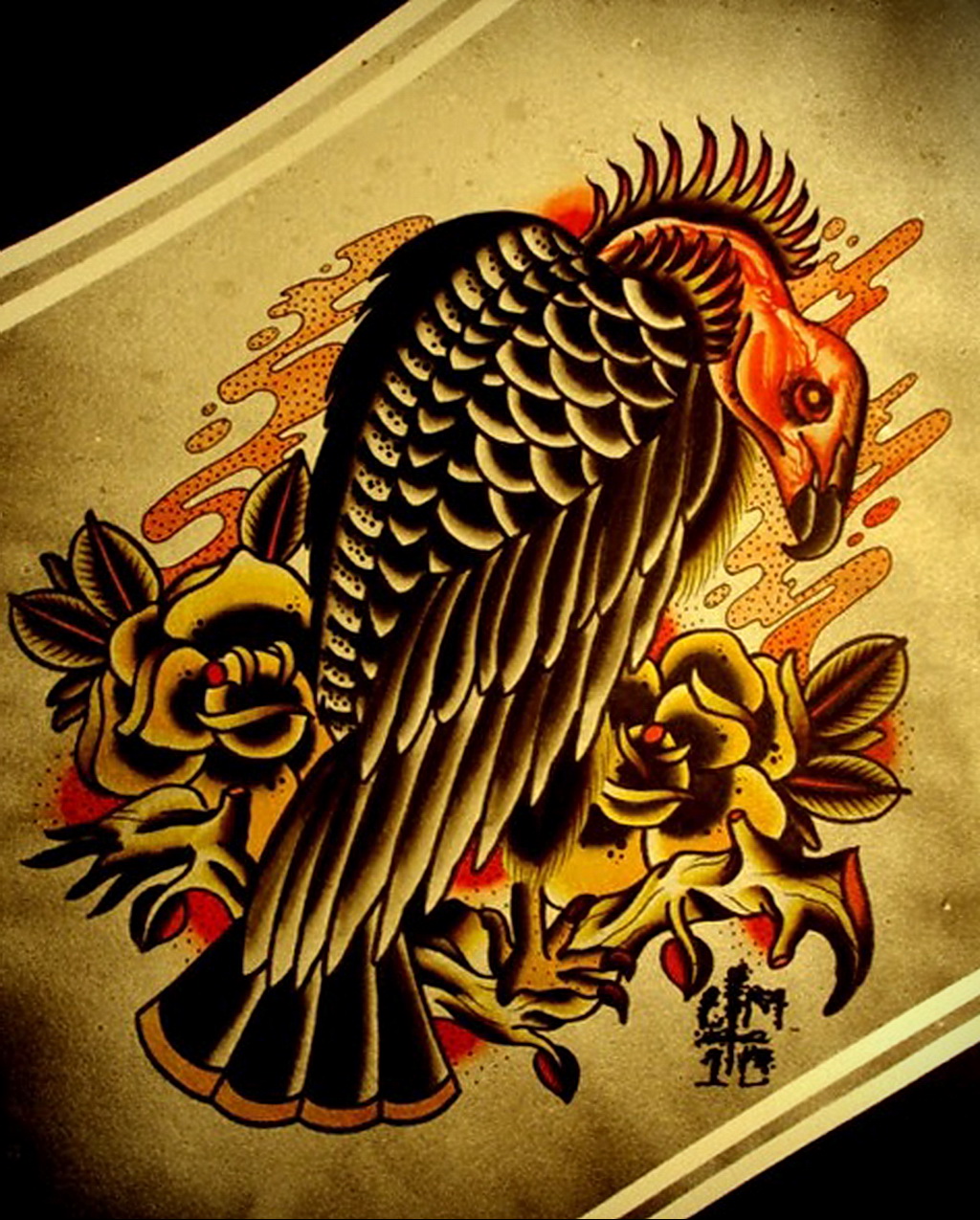 Пример рисунка татуировки птица Гриф 13.12.2020 № 422 -tattoo vulture- tatu...
