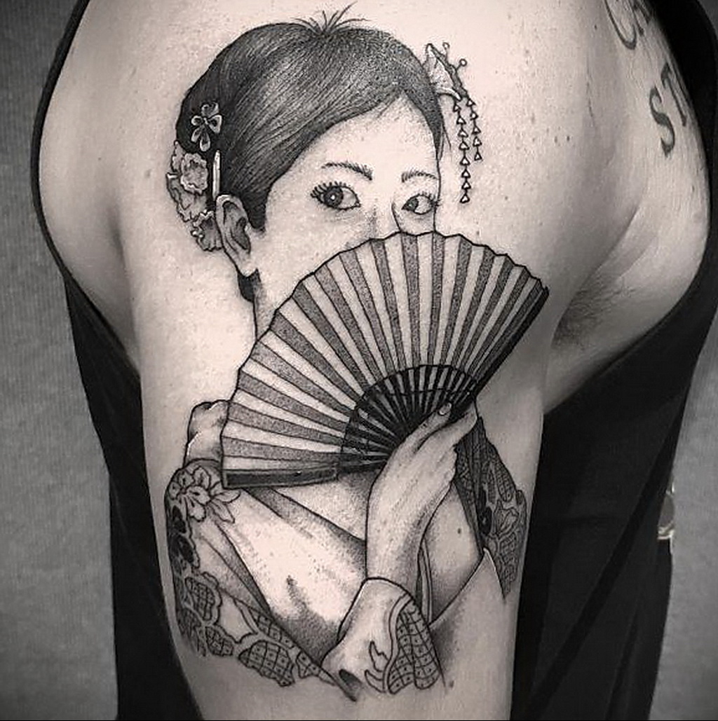 Пример рисунка татуировки с веером 13.12.2020 № 024 -fan tattoo- tatufoto.c...