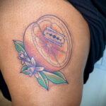 Пример рисунка татуировки апельсином 12.12.2020 №1174 -orange tattoo- tatufoto.com