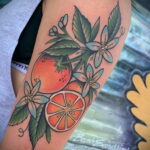 Пример рисунка татуировки апельсином 12.12.2020 №1186 -orange tattoo- tatufoto.com