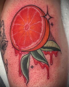 Пример рисунка татуировки апельсином 12.12.2020 №1241 -orange tattoo- tatufoto.com