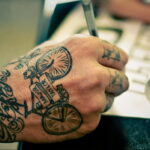 Пример рисунка татуировки про велосипед 15.12.2020 №248 -bike tattoo- tatufoto.com