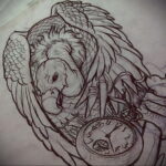 Пример рисунка татуировки птица Гриф 13.12.2020 №002 -tattoo vulture- tatufoto.com