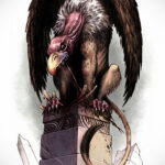 Пример рисунка татуировки птица Гриф 13.12.2020 №019 -tattoo vulture- tatufoto.com