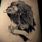 Пример рисунка татуировки птица Гриф 13.12.2020 №020 -tattoo vulture- tatufoto.com