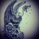 Пример рисунка татуировки птица Гриф 13.12.2020 №059 -tattoo vulture- tatufoto.com