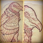 Пример рисунка татуировки птица Гриф 13.12.2020 №092 -tattoo vulture- tatufoto.com
