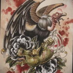 Пример рисунка татуировки птица Гриф 13.12.2020 №107 -tattoo vulture- tatufoto.com