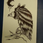 Пример рисунка татуировки птица Гриф 13.12.2020 №124 -tattoo vulture- tatufoto.com
