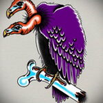 Пример рисунка татуировки птица Гриф 13.12.2020 №186 -tattoo vulture- tatufoto.com