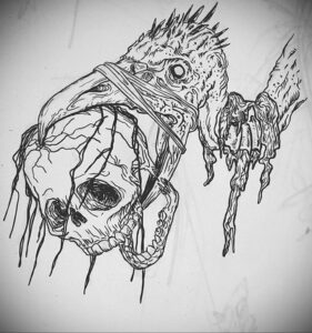 Пример рисунка татуировки птица Гриф 13.12.2020 №337 -tattoo vulture- tatufoto.com