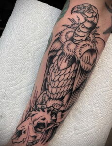 Пример рисунка татуировки птица Гриф 13.12.2020 №340 -tattoo vulture- tatufoto.com