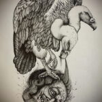 Пример рисунка татуировки птица Гриф 13.12.2020 №407 -tattoo vulture- tatufoto.com